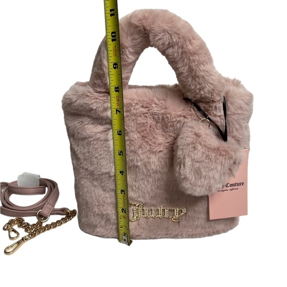 Juicy Couture Dusty Blush Fluffy Mini Tote Bag Purse - Picture 10 of 11